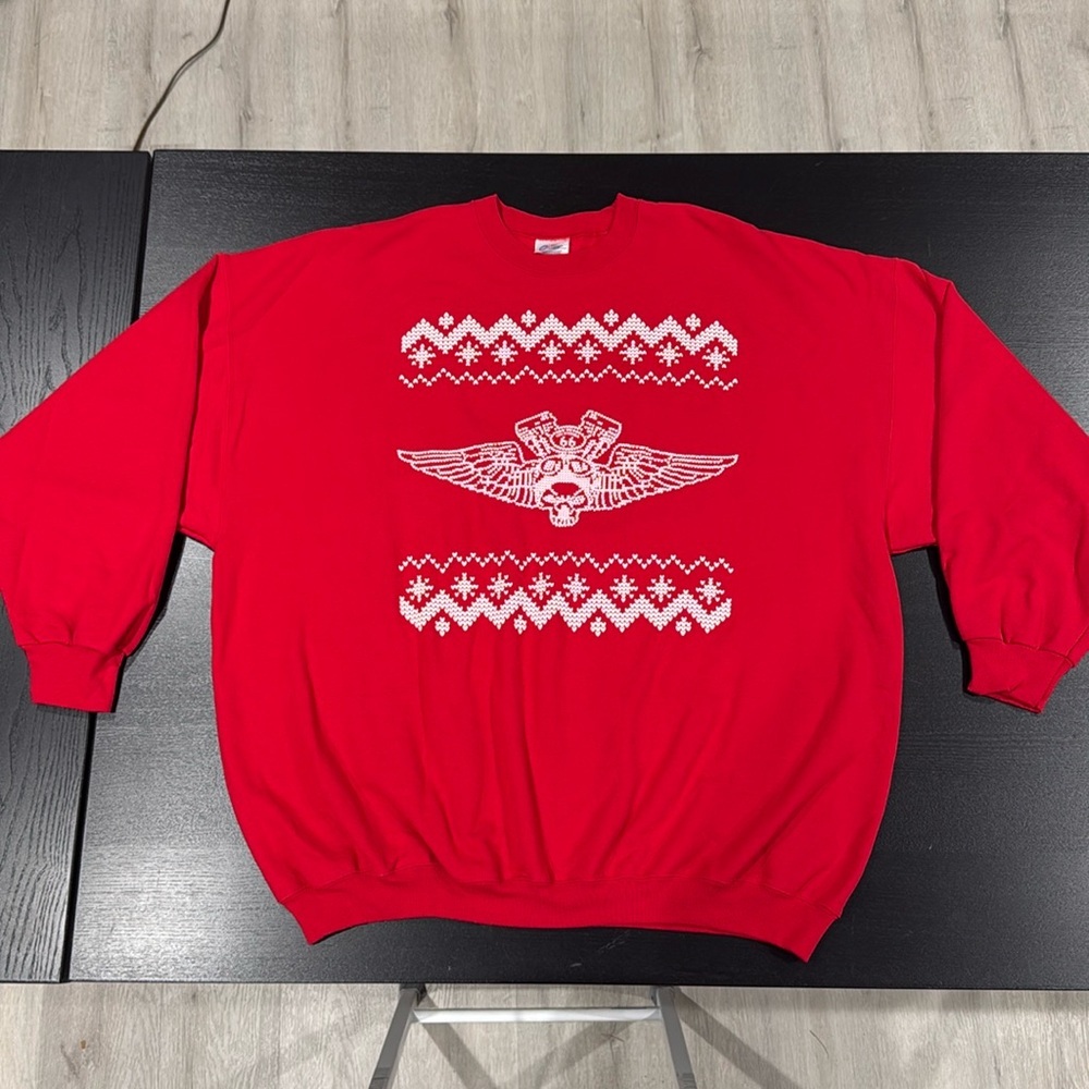 Harley-Davidson Printed Crewneck Skull Christmas Sweater - 4XL